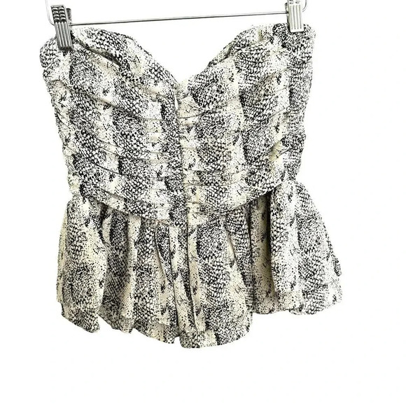 Parker Snake Animal Print Peplum Sweetheart Draped Strapless Top Women's M NWOT - Picture 10 of 11